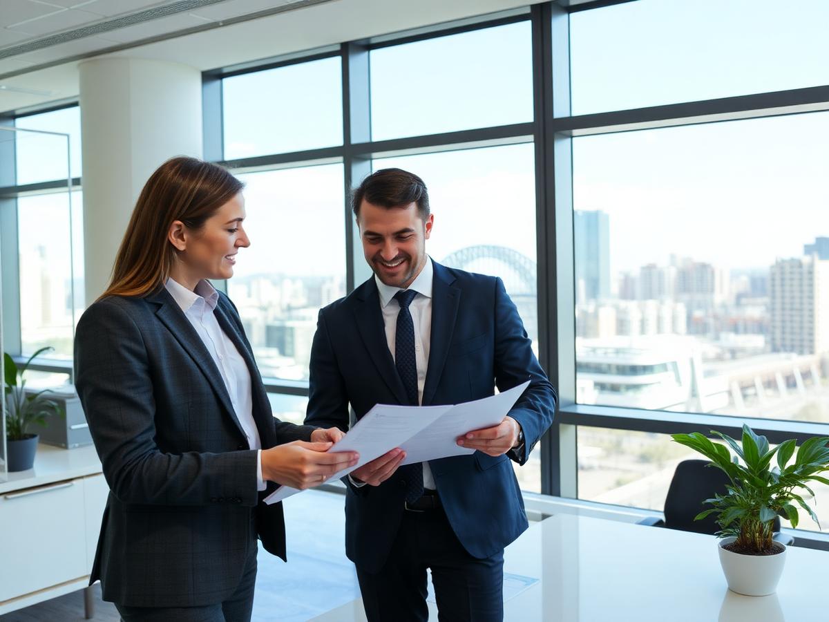 Property managers reviewing documents